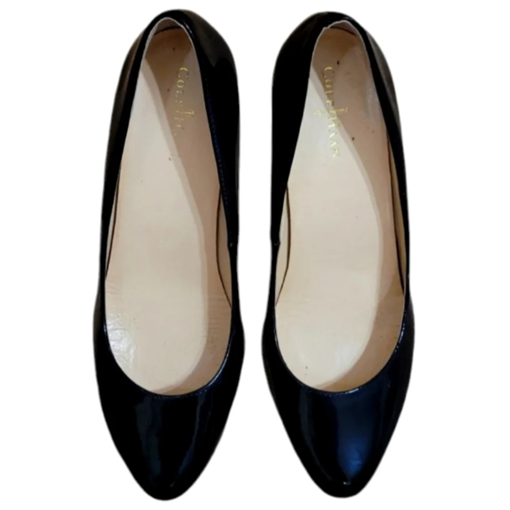 Cole Haan Heels Black Patent Leather Platform Lightly Cushioned Almond Toe